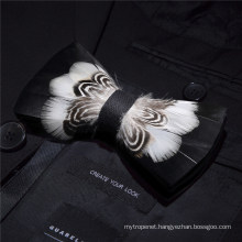 Factory Outlet 100% Hand-Made Natural Feather+PU Men′s Neck Tie Fashion